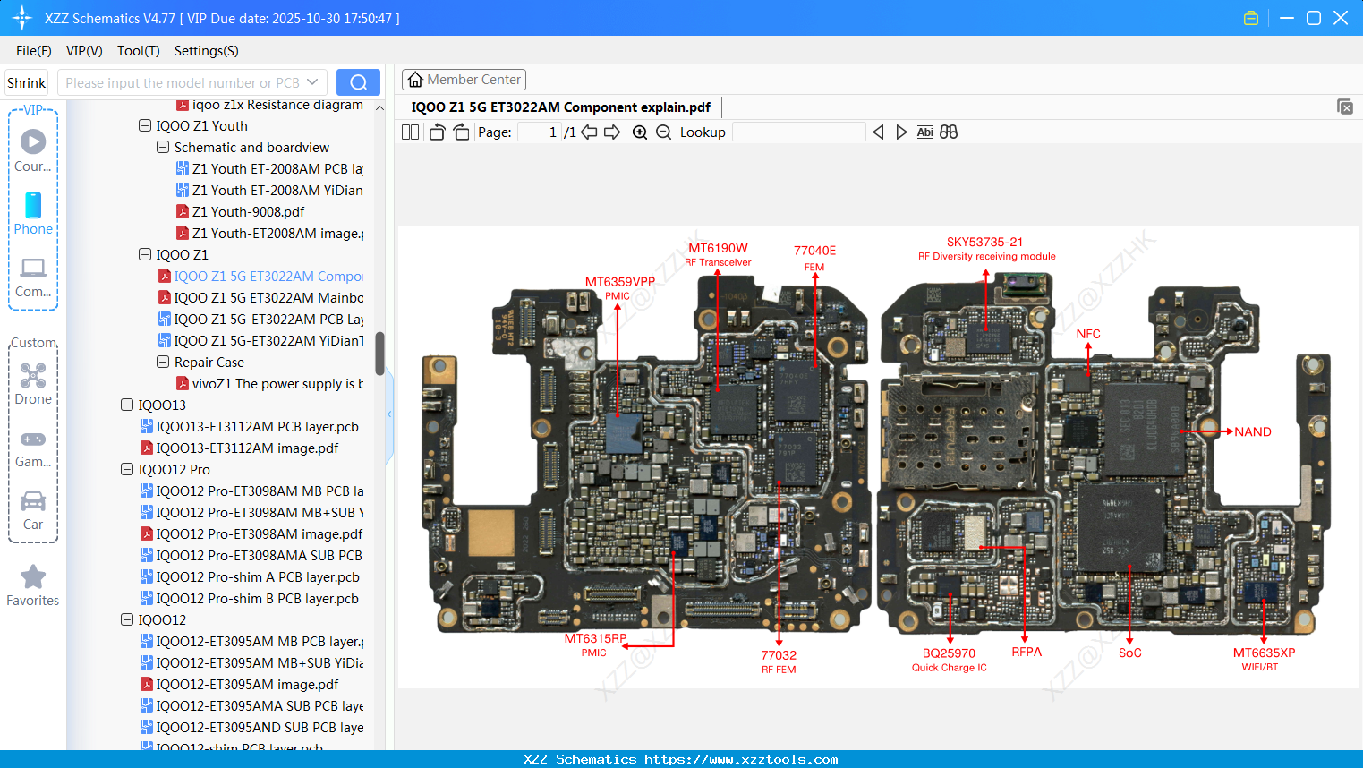 VIVO IQOO Z1 5G ET3022AM Component Explain